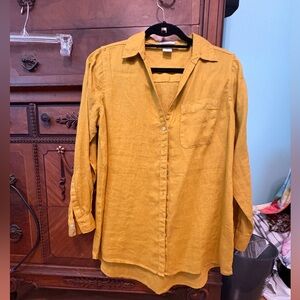 Mustard Yellow Women's Button-Up Top